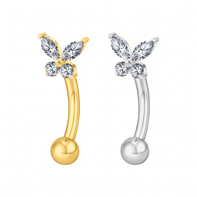 Body Jewelry Vertical Labret - ASTM F136 Titan Winziger Schmetterling CZ