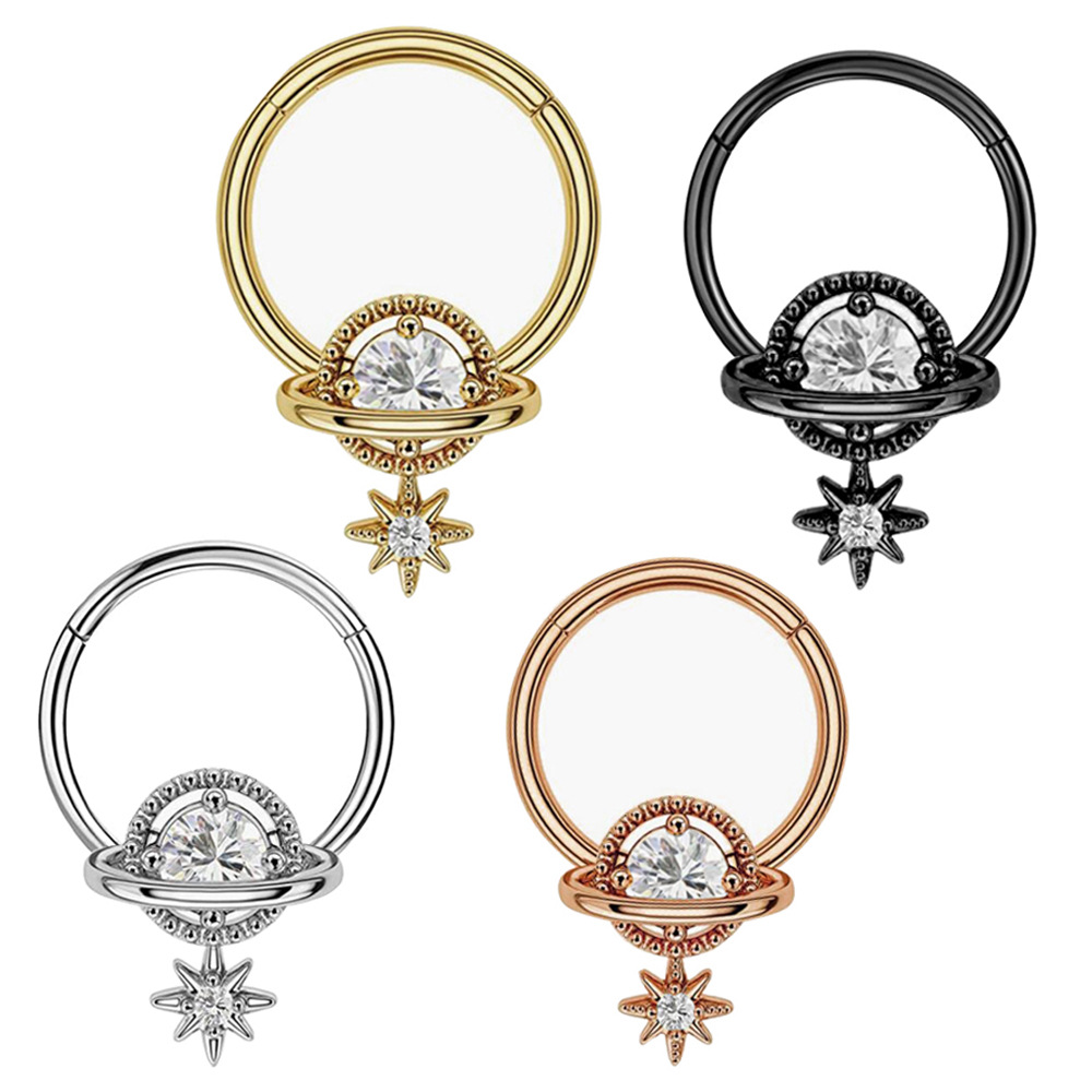 Helix Cartilage Ring - Septum-Ringe Planeten-Schmuck Chirurgenstahl Daith-Piercing-Schmuck CZ Klappbare
