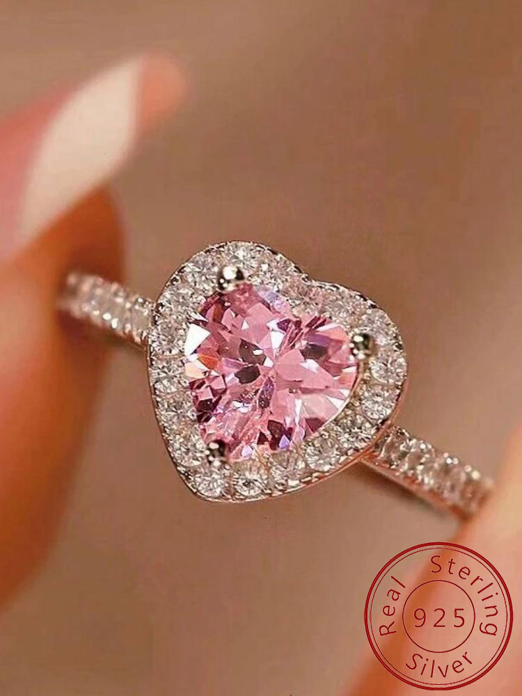Body Jewelry High Quality - Wunderschöner romantischer Zirkon-Liebes-Herz-Ring für Frauen, Verlobung,
