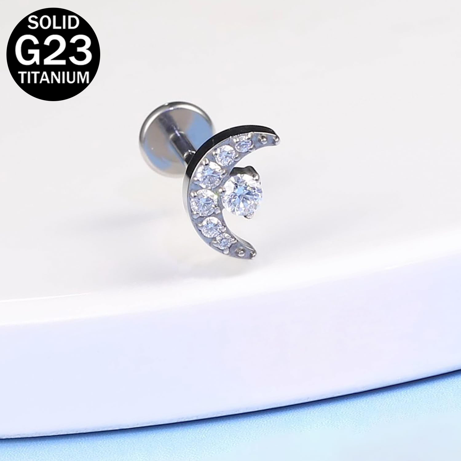 Dermal Anchor Top - G23 Titan Halbmond-Mond-Design Labret Lippen Stud