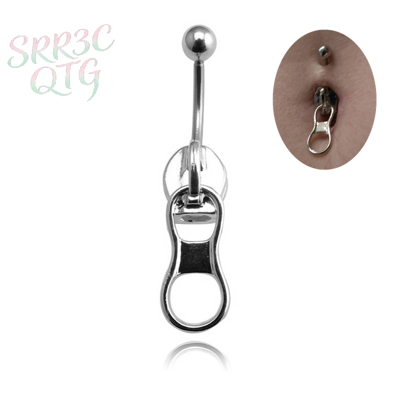 Body Jewelry Hot - Heiße Punk-Bauchnabelringe aus Edelstahl, kreativer Reißverschluss-Bauchnabelring