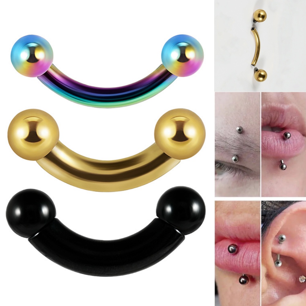 Body Jewelry Gauge Sizes - 1pc Edelstahl große Biegung Lang hantel