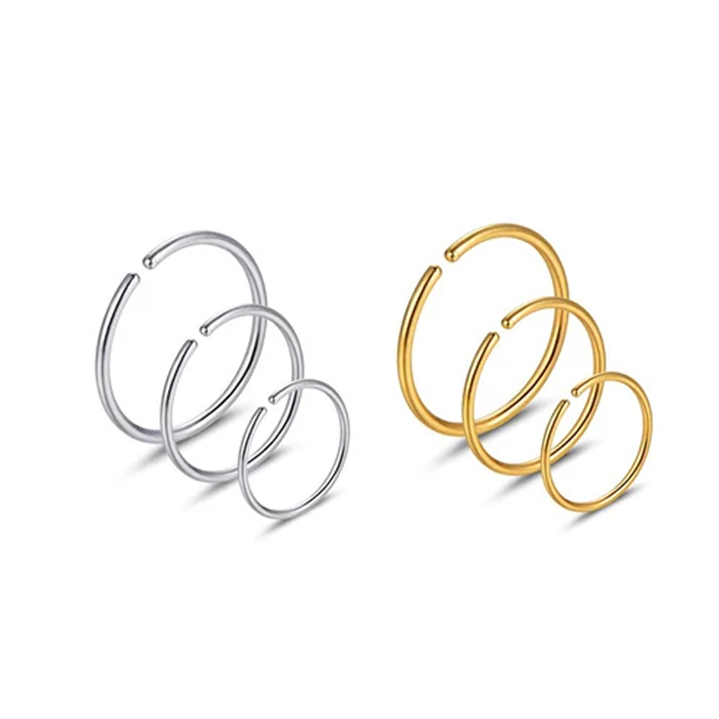 Helix Cartilage Ring - 6 Stück/Set Hypoallergene Nasenringe aus 316L