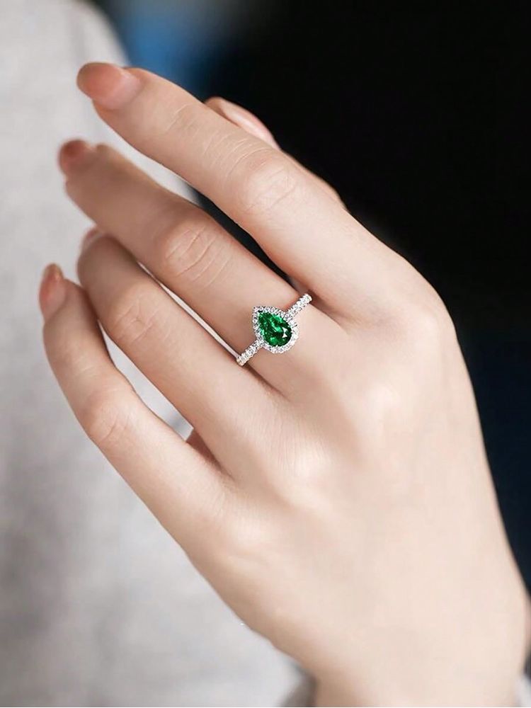 Body Jewelry High Quality - 925 Sterling Silber Einfache Grüne Farbe
