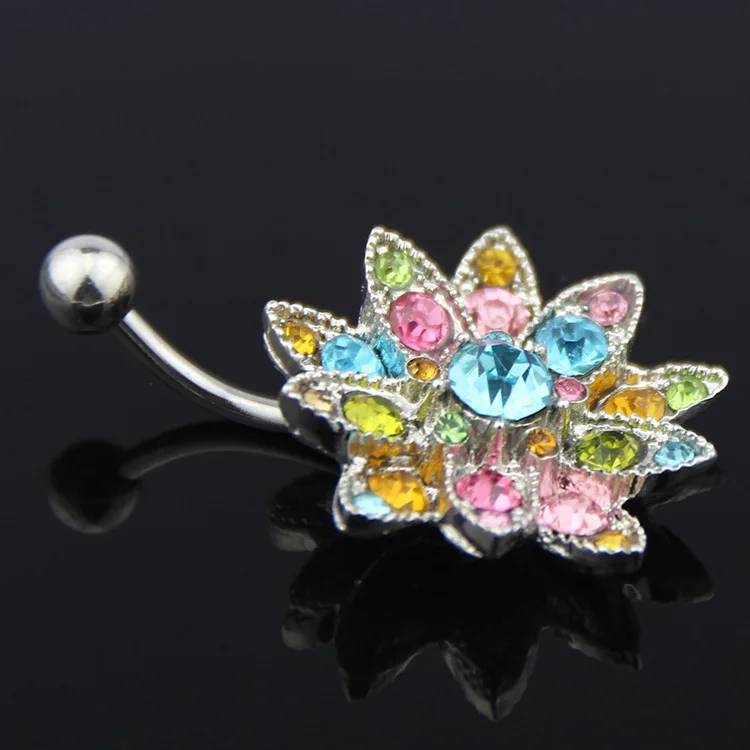 Body Jewelry Hot - Heiße Edelstahl cz Kristall blume Bauchnabel