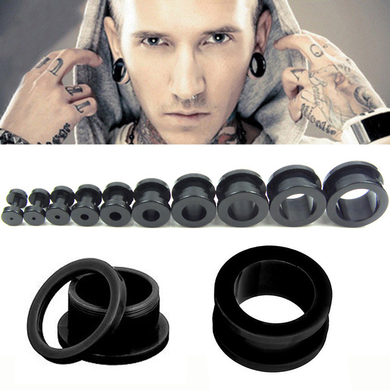 Body Jewelry Gauge Sizes - SaYao 2 stücke Große Größe Schwarz