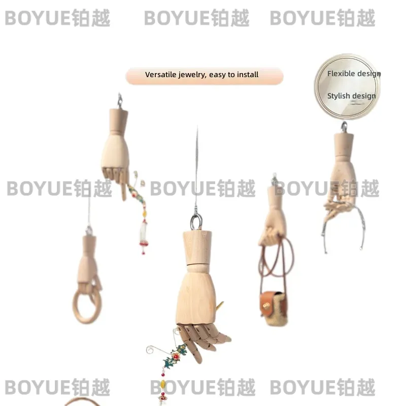 Body Jewelry Stores - Massivholz-Handmodell Ringständer Hängender Schmucktaschenhalter Requisiten für