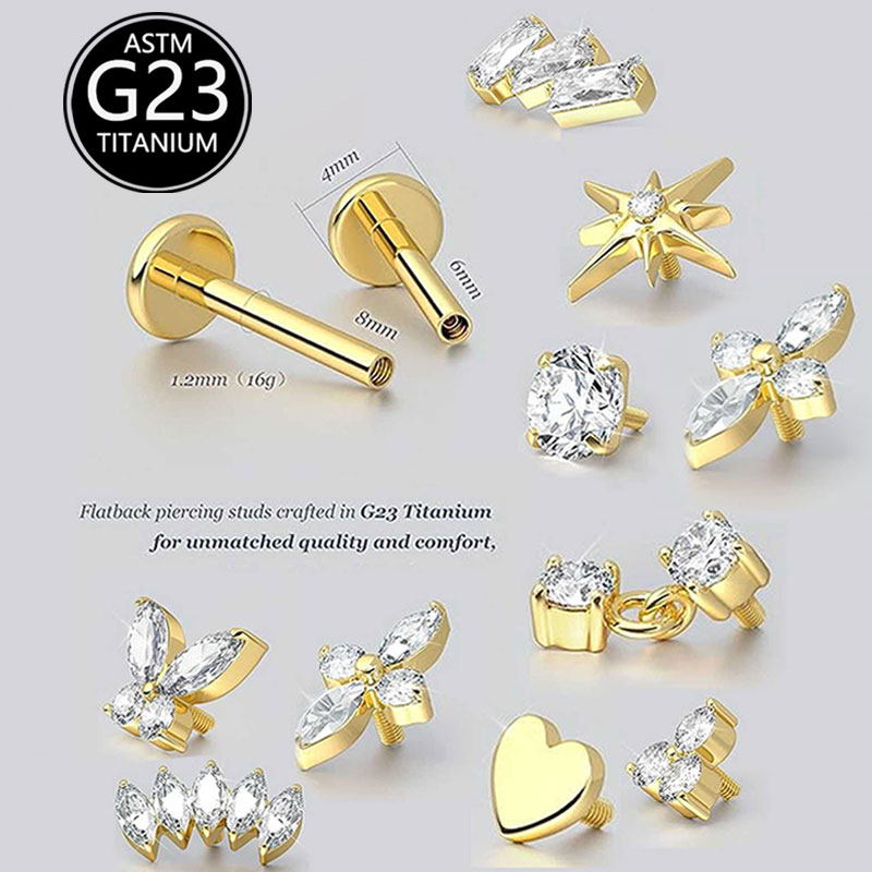 2 Stück F136 G23 Titan Knorpel – Body Jewelry Threadless Bewertung und Preis