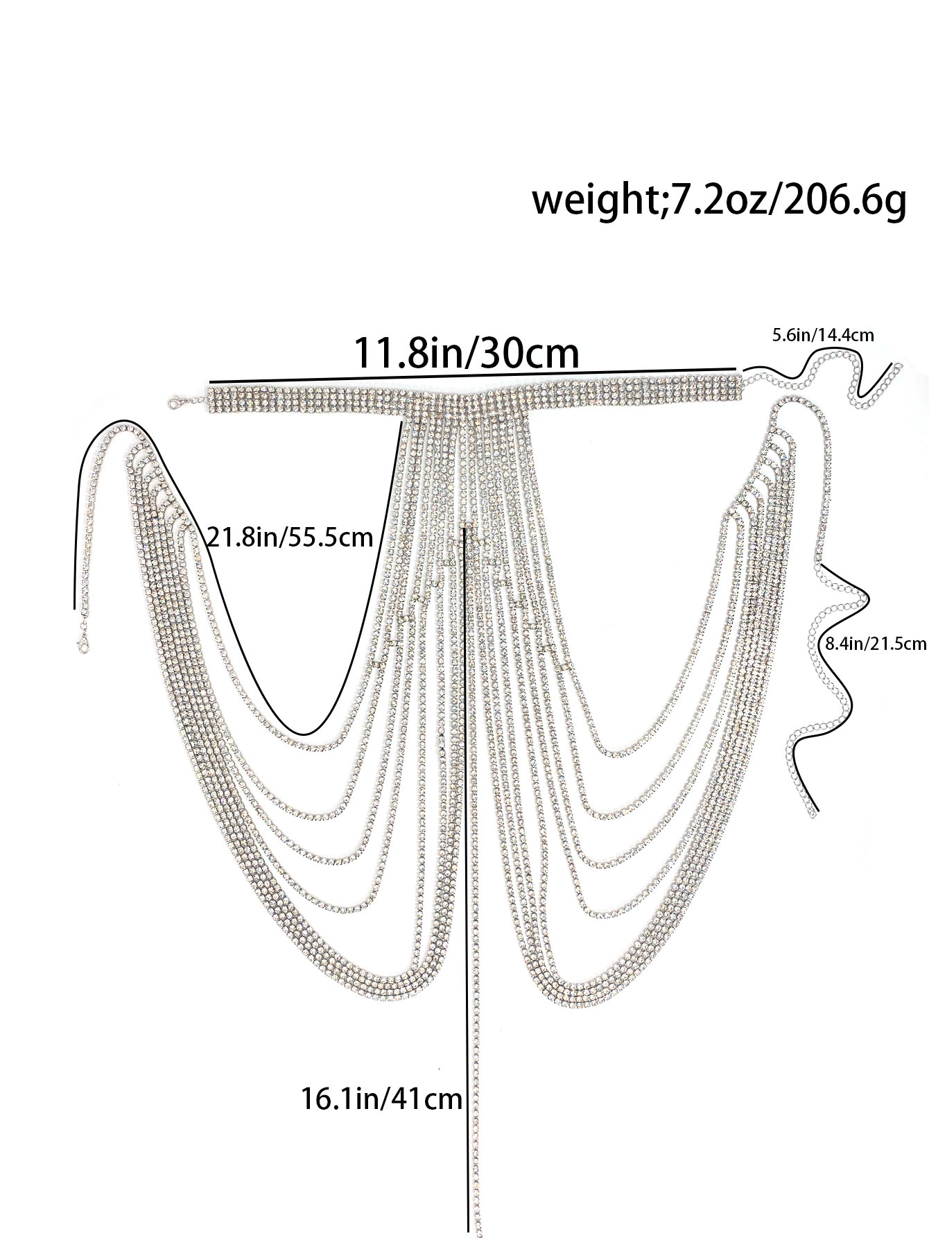 Luxuriöse Kristall-Brustkette, – Body Jewelry High End Bewertung und Preis