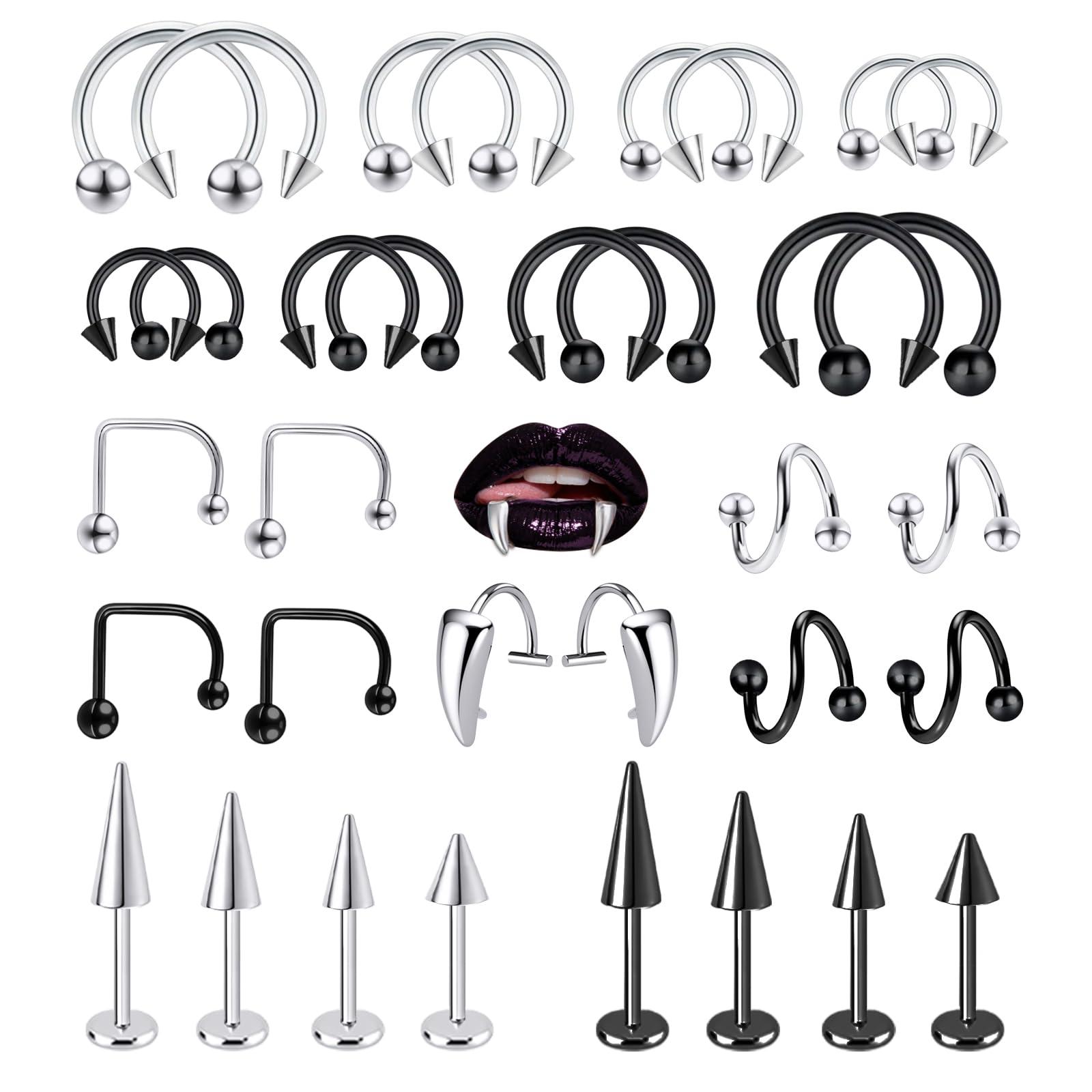 34pcs/Set 16G Schlangenbiss Pi – Body Jewelry Vertical Labret Bewertung und Preis