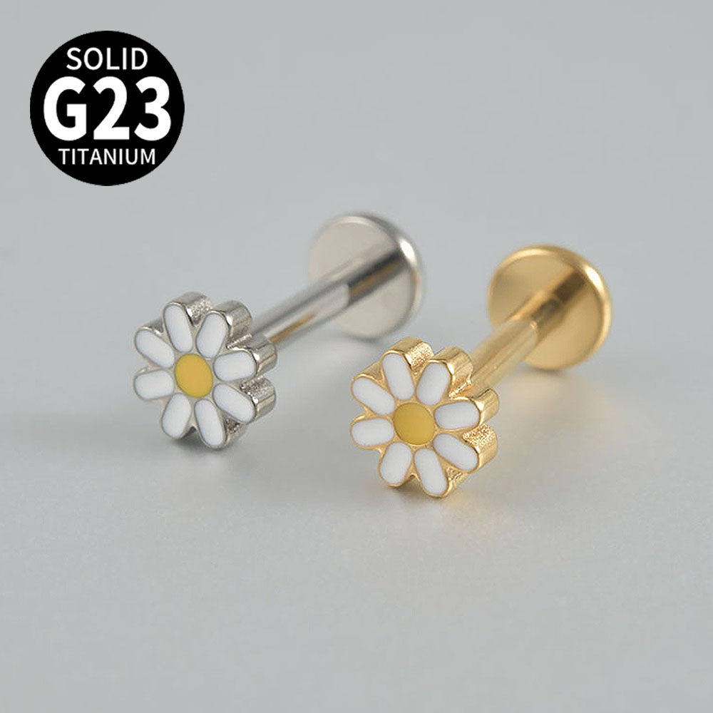 2-1PCS Titan Daisy Sunflower O – Body Jewelry Threadless Bewertung und Preis