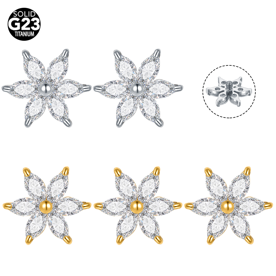 1/5PCS Titan Kristall Blume De – Body Jewelry Dermal Bewertung und Preis