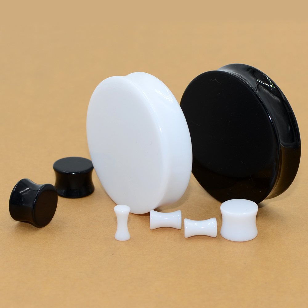 2 Paar Acryl-Ohrstöpsel, weiß  – Body Jewelry Gauge Sizes Bewertung und Preis