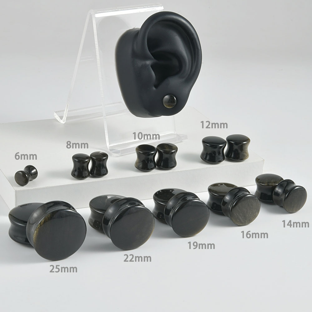 Schwarze Naturstein Double Fla – Body Jewelry Gauge Sizes Bewertung und Preis