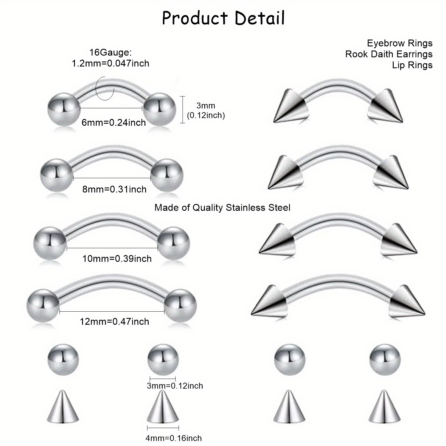 8 Stück Rook Piercing Schmuck  – Body Jewelry Vertical Labret Bewertung und Preis