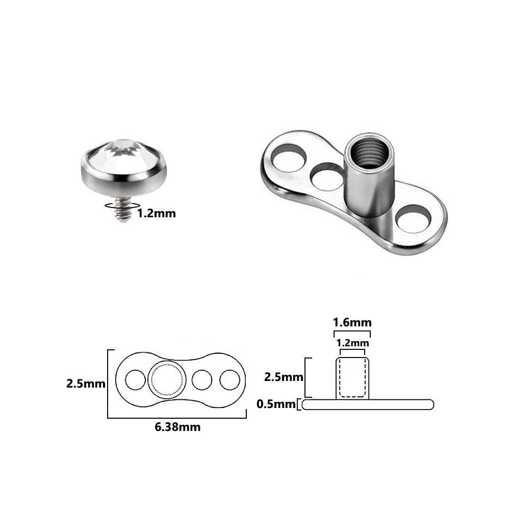 9PCS-1PC Chirurgenstahl Haut T – Body Jewelry Dermal Bewertung und Preis