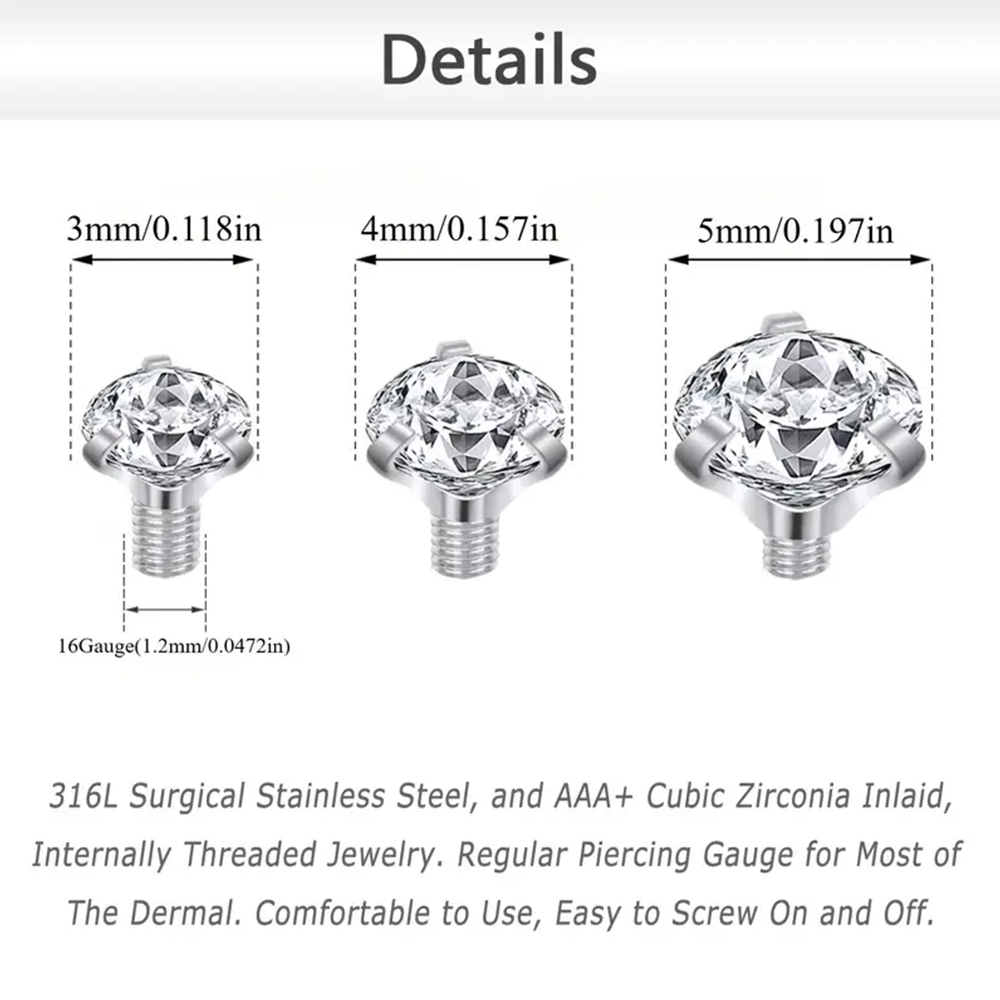 16PCS Kristall Zirkon Dermal A – Body Jewelry Dermal Bewertung und Preis